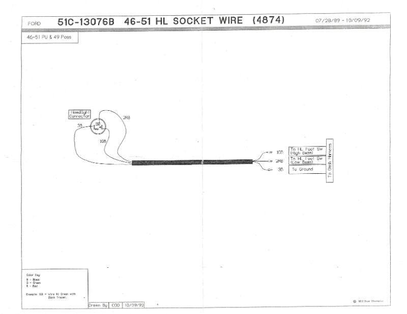 HEADLIGHT BUCKET WIRES - 49 PASSENGER, 48-50 PICKUP