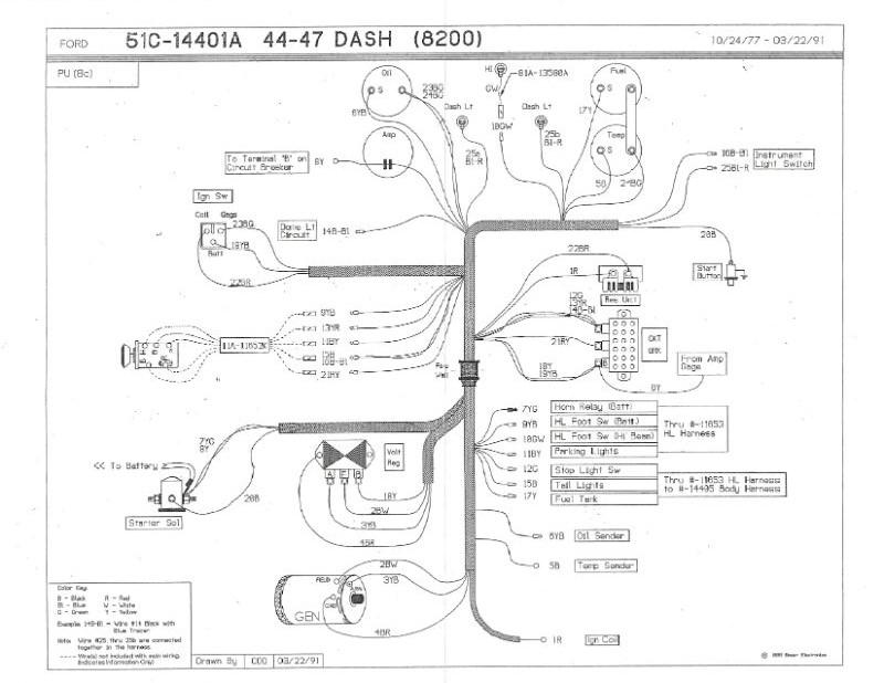 UNDER DASH TO ENGINE WIRES (COWL HARNESS) - 44-47 PICKUP V8