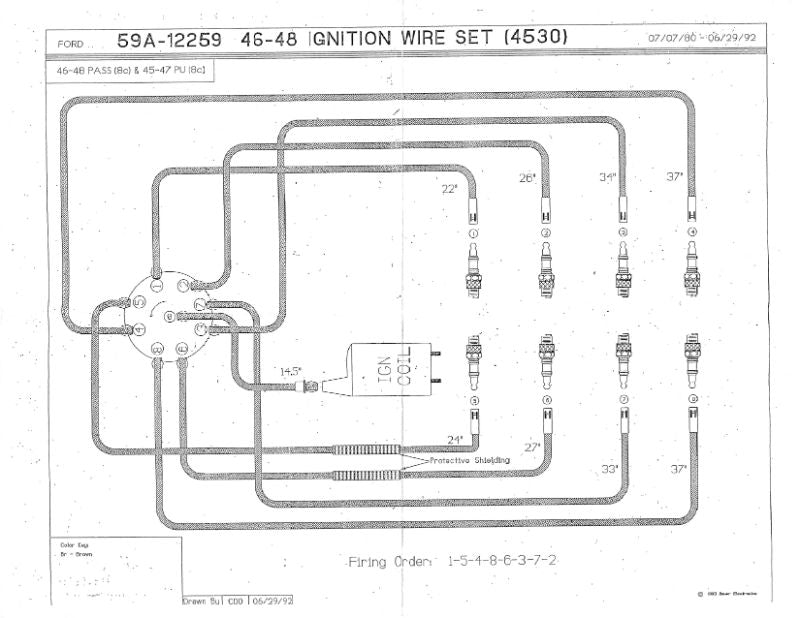 SPARK PLUG WIRE SET - 46-48 PASS/MERC, 45-47 PU V8 BROWN