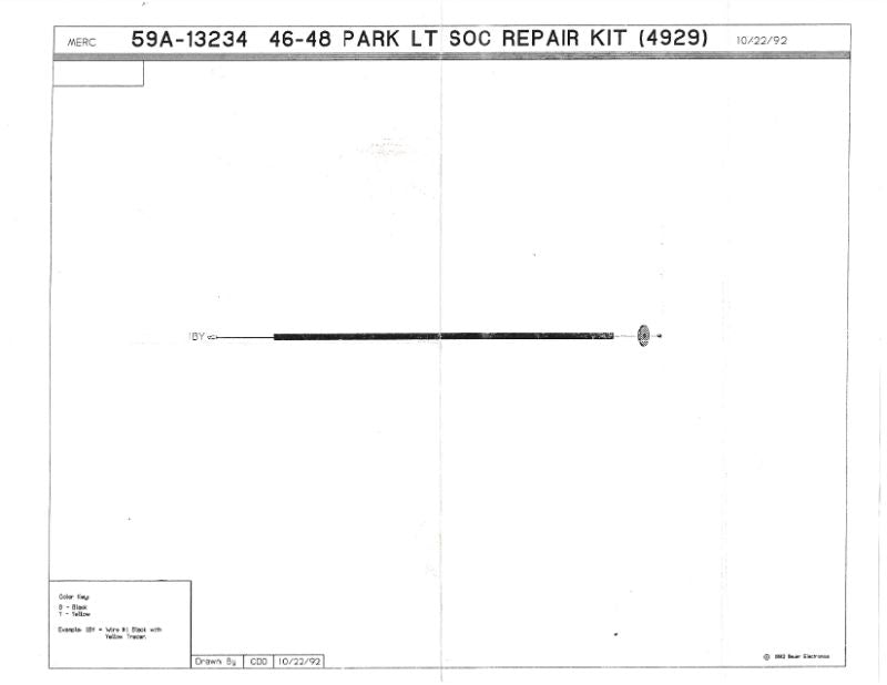 PARK LIGHT SOCKET WIRING - 46-48 MERCURY WITHOUT TURN SIGNAL
