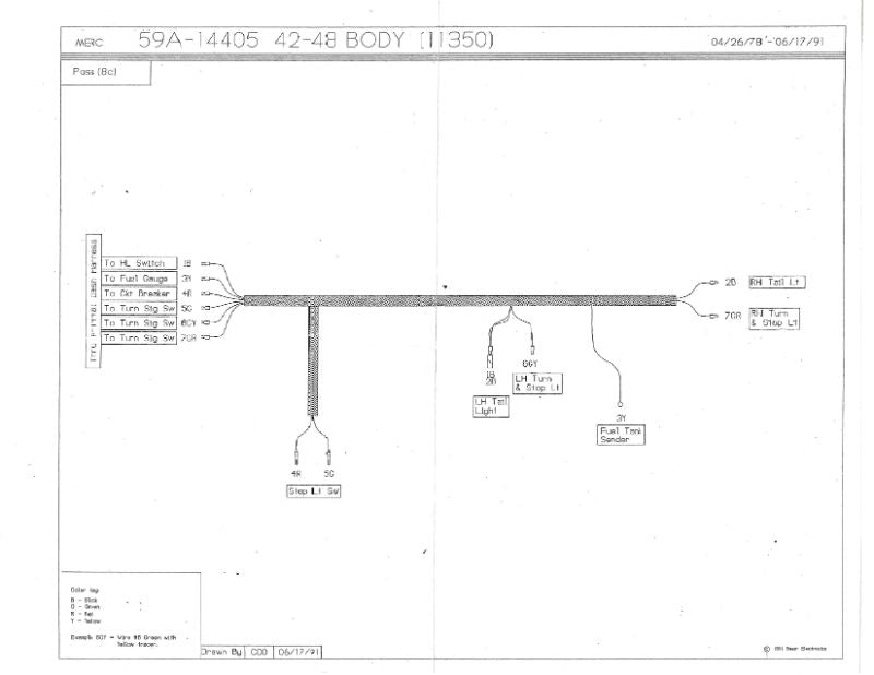 TAIL LIGHT WIRING HARNESS - 42-48 MERC W/TURN SIGNALS