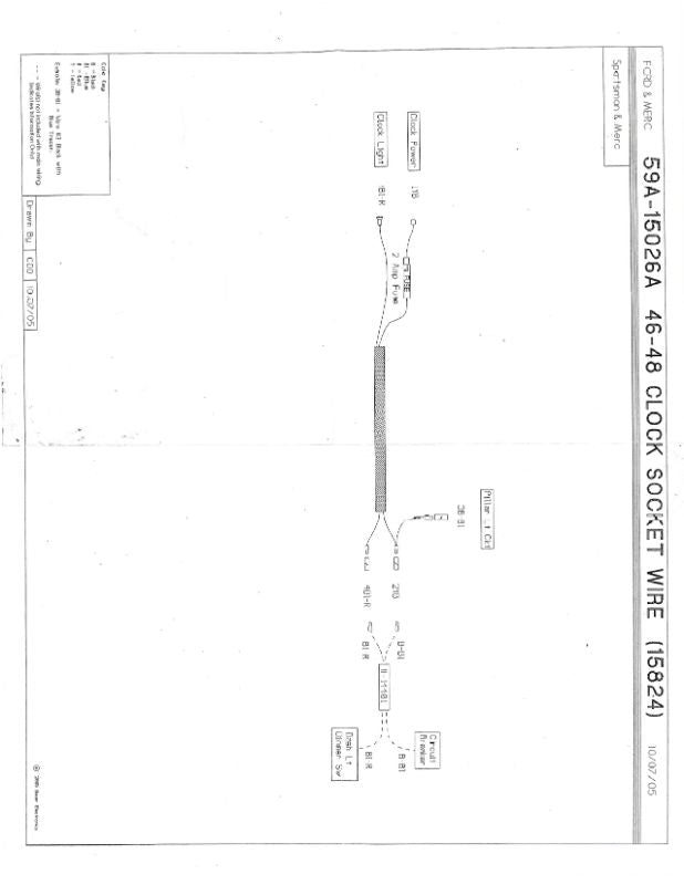 CLOCK WIRE & SOCKET ASSEMBLY - 46-48 PASS 2 WIRE, 1 LIGHT SOCKETS, 1 FUSE HOLDER