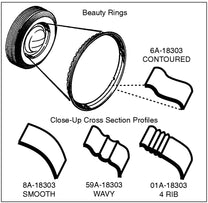 OUTER BEAUTY/TRIM RING - WAVY, 15", CORRECT FOR 47-48 MERC
