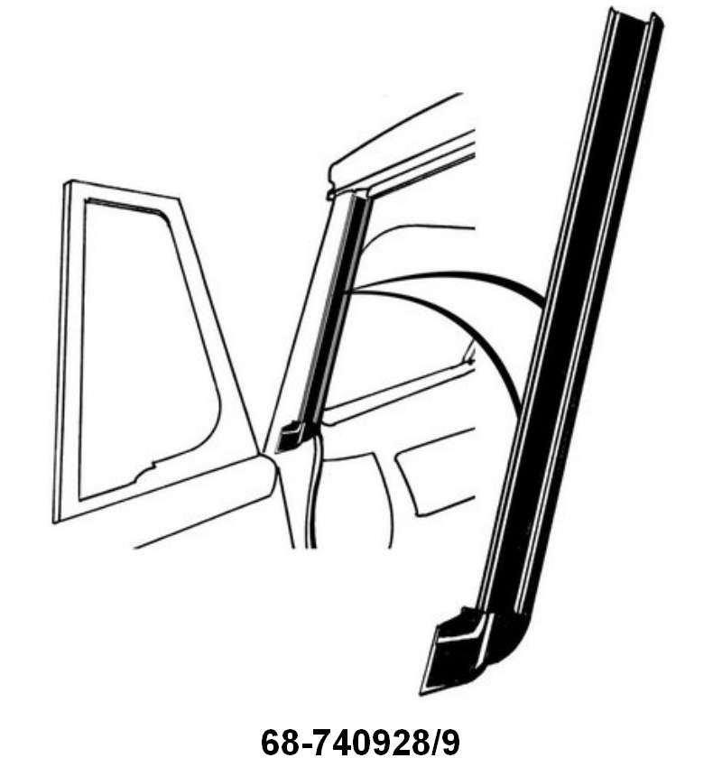 DOOR GLASS TO WINDSHIELD POST SEAL - 35-39 CONVERTIBLE (EX ROADSTER&PHAETON)