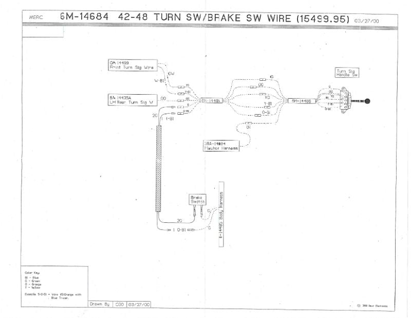 BRAKE LIGHT SWITCH TO TURN SIGNAL SWITCH WIRE - 42-48 PASSENGER, MERCURY