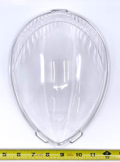 CLEAR HEADLIGHT GLASS LENS WITH FORD LOGO - 37-38 ALL PASS, 39 STD PASS