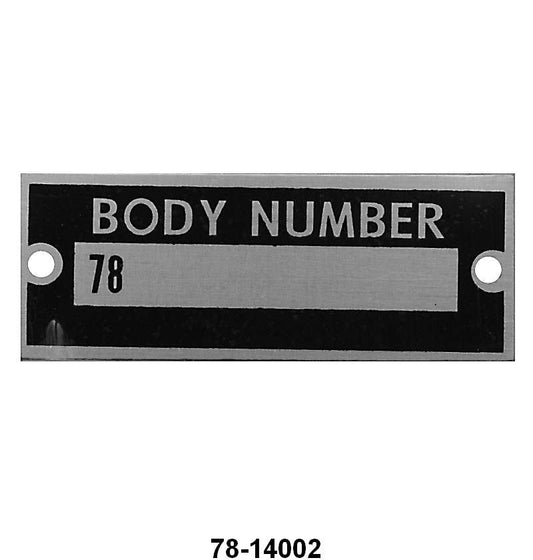 FIREWALL BODY NUMBER PLATE - 37 PASSENGER