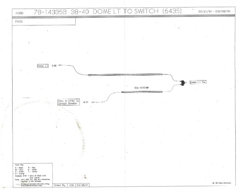 DOME LIGHT SWITCH TO DOME LIGHT WIRE - 37-40 COUPE/SEDAN