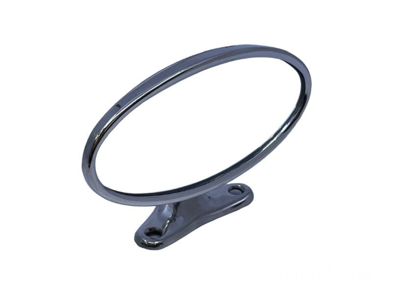 STAINLESS REAR VIEW MIRROR WITH BRACKET - 37-39 COUPE, SEDAN, PU, OVAL HEAD