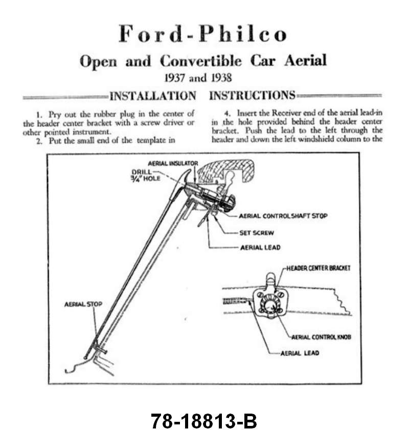 RADIO ANTENNA ASSEMBLY - 37 CONVERTIBLE/WAGON - ROOF MOUNT