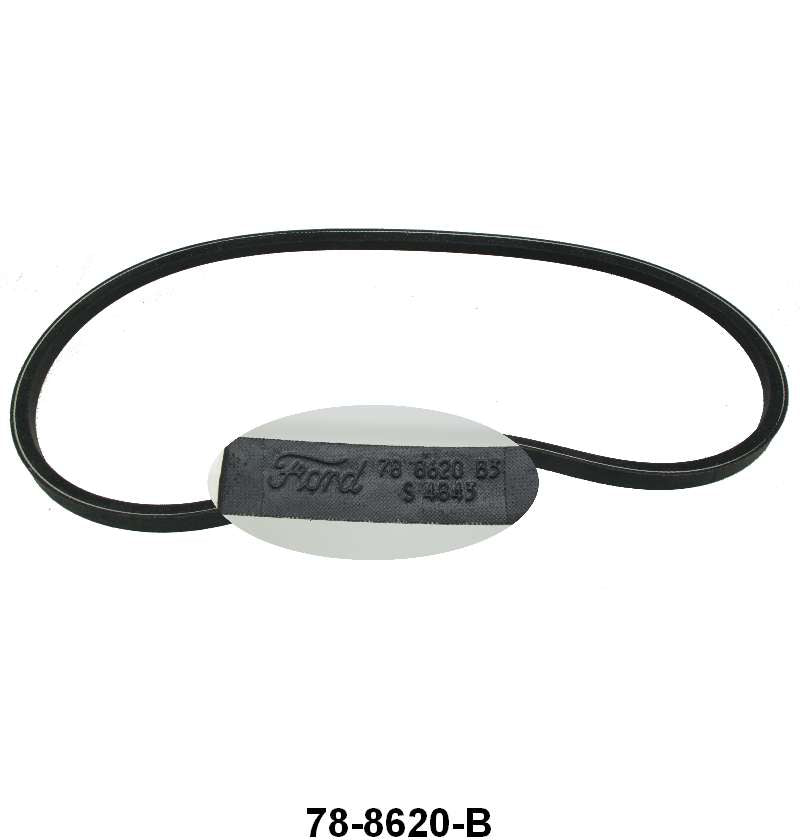 FAN & GENERATOR BELT - 37-41 PASS/PU, 39-41 MERC V8 EX 60 HP, MOLDED SCRIPT