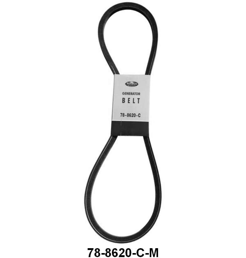 FAN & GENERATOR BELT - 42-48 PASS/MERC 42-47 PU V8 , MOLDED SCRIPT