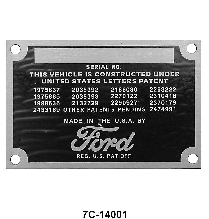 FIREWALL DATA PLATE - 49-50 PASS, 48-52 F-1/F-3