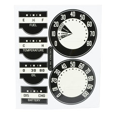 GAUGE FACE DECAL KIT - 48-50 F-1/F-3 BLACK WITH CREAM BACKGROUND