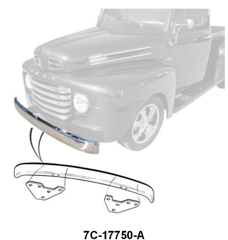 PLAIN STEEL FRONT BUMPER WITH BRACKETS- 48-50 F-1