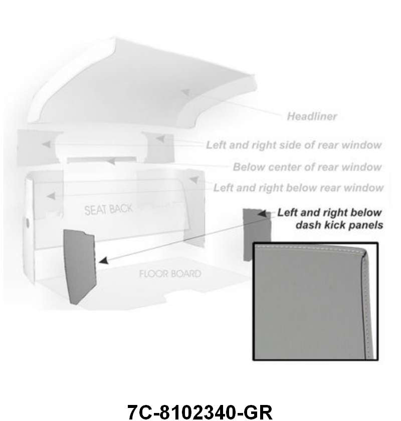 CARDBOARD KICK PANELS - 48-52 F-1/F-3 GRAY