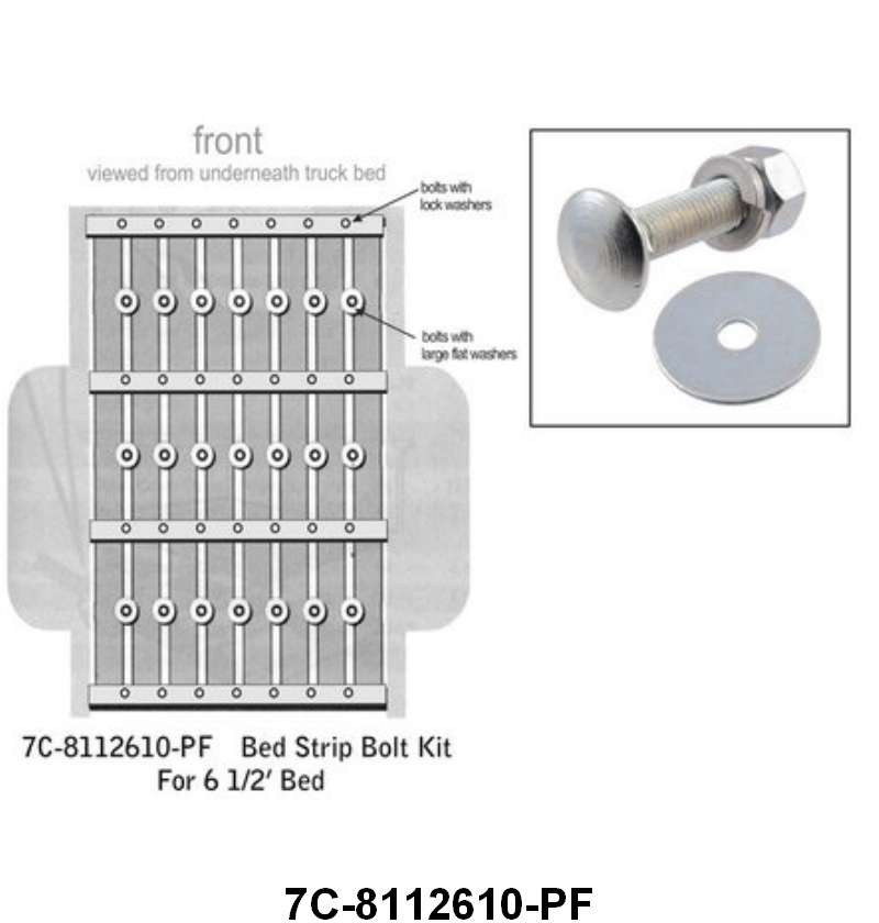 PLAIN STEEL BED STRIP BOLT KIT (65 BOLTS)- 50-52 F-1 53-72 F-100