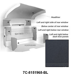 BLACK CARDBOARD HEADLINER KIT WITH KICK PANELS - 48-52 F-1/F-3