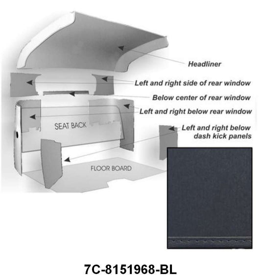 BLACK CARDBOARD HEADLINER KIT WITH KICK PANELS - 48-52 F-1/F-3