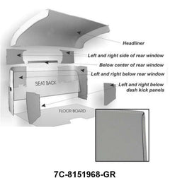 GRAY CARDBOARD HEADLINER WITH KICK PANELS - 48-52 F-1/F-3