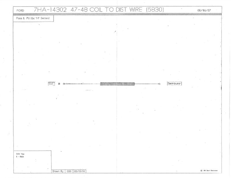 IGNITION COIL TO DISTRIBUTOR WIRE - 47-51 PASS/PU "H" 6cyl