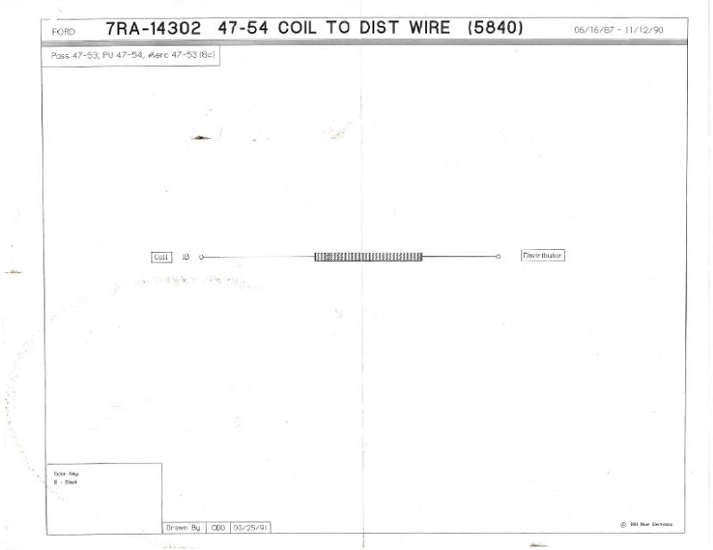 IGNITION COIL TO DISTRIBUTOR WIRE - 49-53 PASS/MERC, 48-52 F-1/F-3 V8