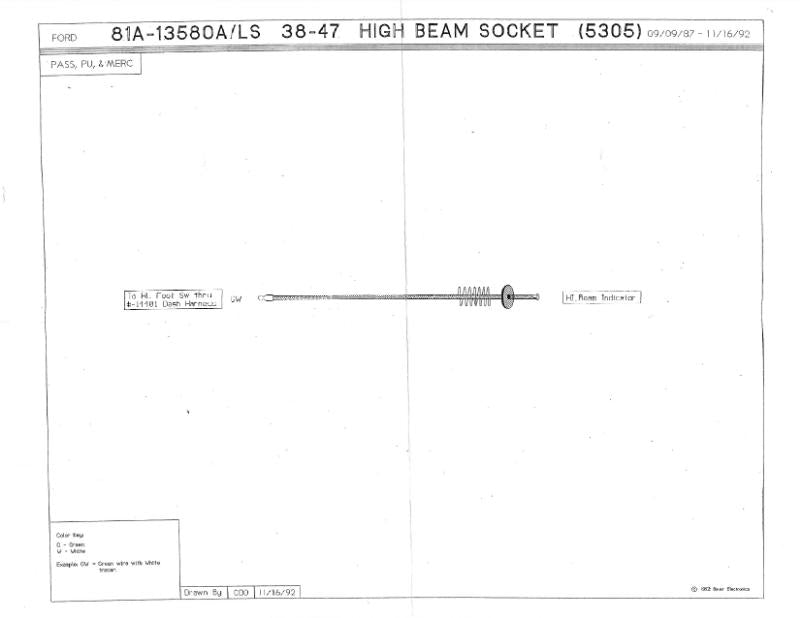 HIGH BEAM INDICATOR SOCKET WIRE - 38-40 PASSENGER, 38-47 PICKUP