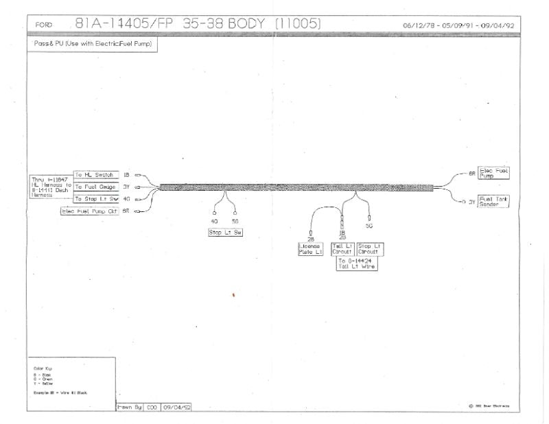 TAIL LIGHT WIRING HARNESS - 35-38 PASS/PICKUP W/ECECTRIC FUEL PUMP