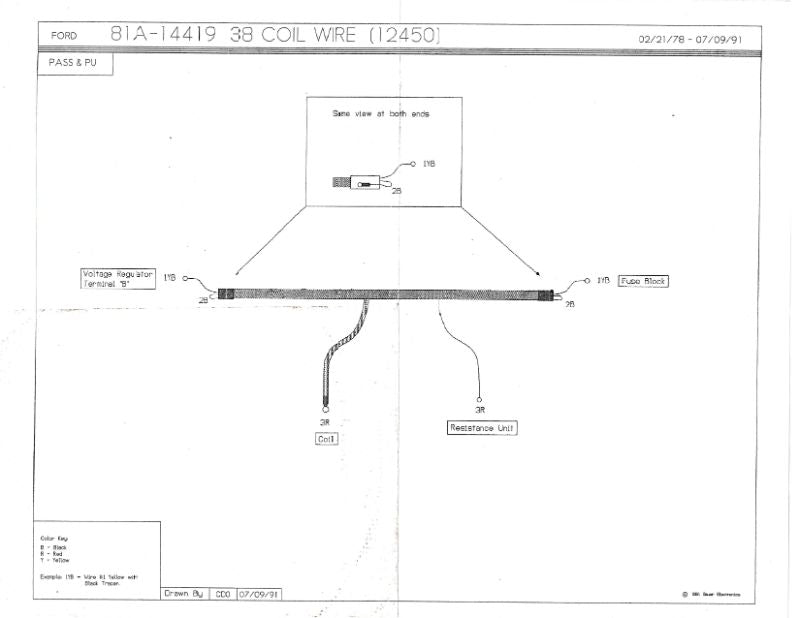 IGNITION COIL TO DASH HARNESS WIRE - 38 PASS/PICKUP