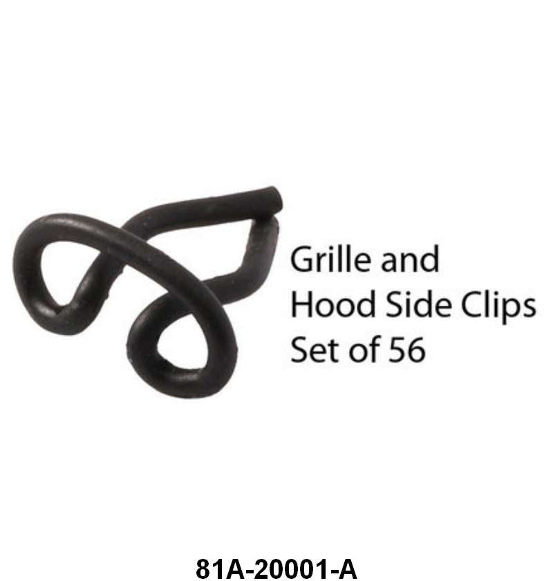 GRILLE & HOOD SIDE TRIM CLIPS (ROUNDED) - 38 STD PASS SET OF 56