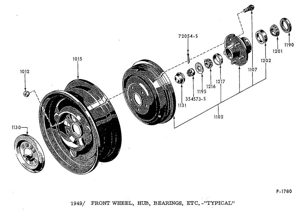 FRONT OR REAR WHEEL STUD - 49-71 PASS, 48-52 F-1, 53-56 F-100