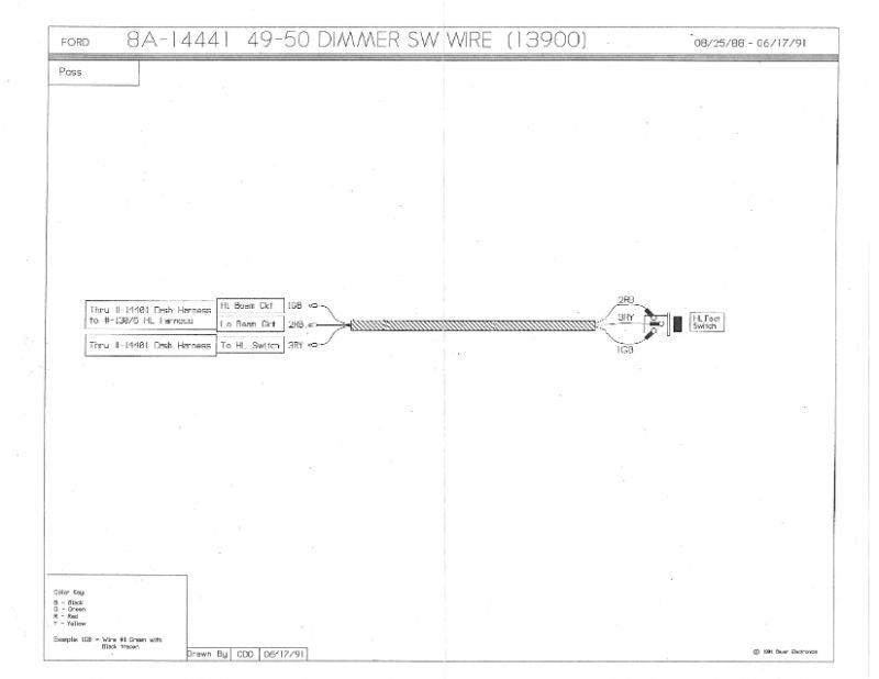 HEADLIGHT DIMMER SWITCH WIRES - 49-50 PASSENGER