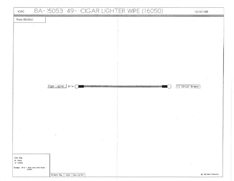 CIGAR LIGHTER TO CIRCUIT BREAKER WIRE - 49-51 & 55-56 PASSENGER