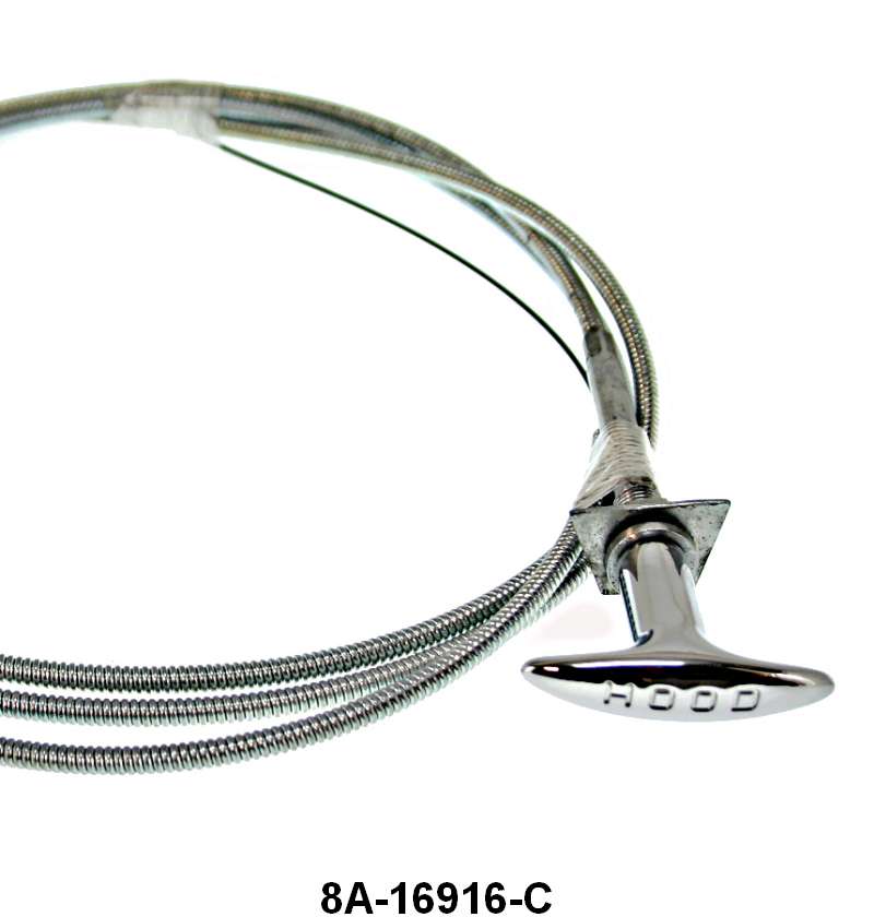 HOOD PULL CABLE - 49-51 PASS/MERC 82" WITH CHROME KNOB