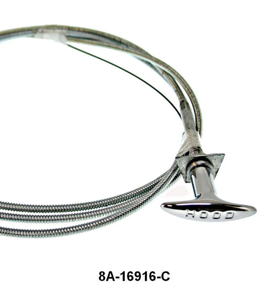 HOOD PULL CABLE - 49-51 PASS/MERC 82" WITH CHROME KNOB