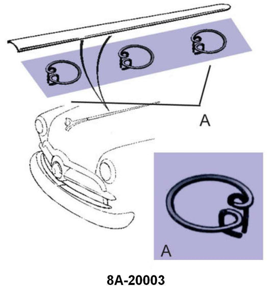 PASSENGER TRIM CLIPS - 49-50 PASS HOOD SET OF 3