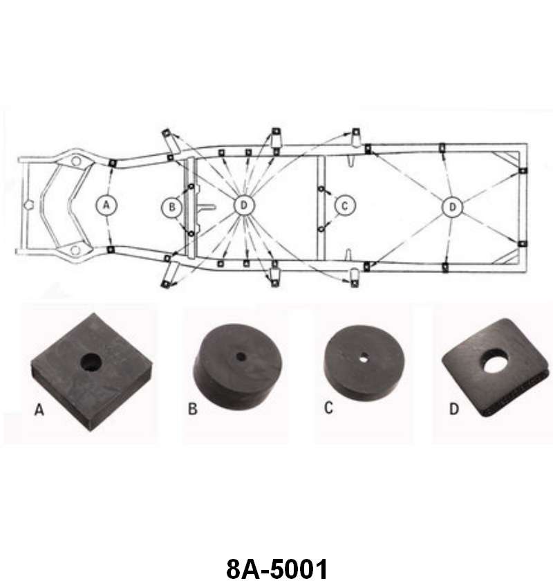 BODY TO FRAME PAD KIT - 49-50 COUPE/SEDAN