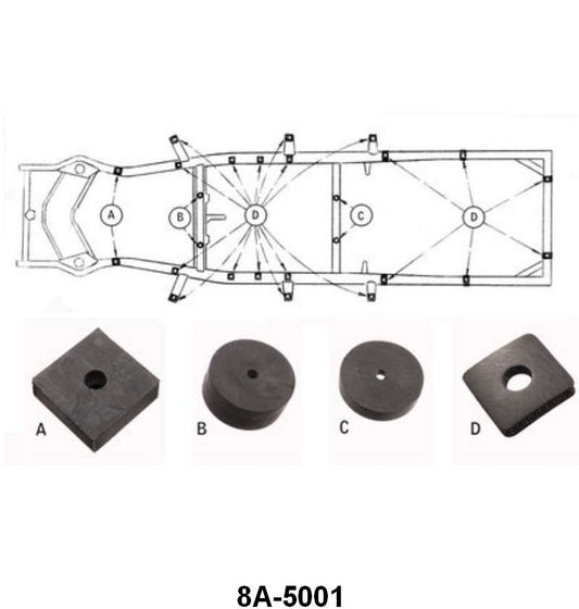 BODY TO FRAME PAD KIT - 49-50 COUPE/SEDAN