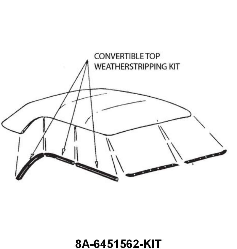 CONVERTIBLE TOP SEAL KIT - 49 CONV, 6 PIECES,  NO HEADER BOW SEAL