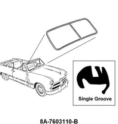 WINDSHIELD SEAL - 49-51 CONVERTIBLE WITH SINGLE GROOVE CHROME