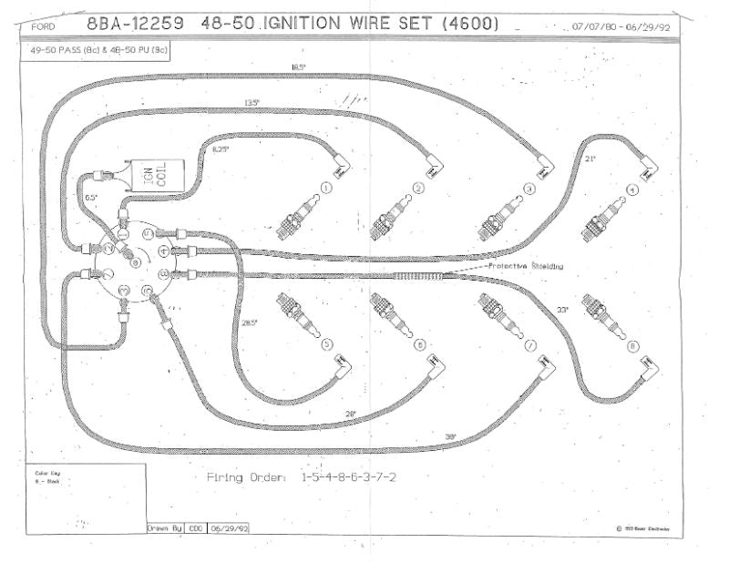 SPARK PLUG WIRE SET - 49-50 PASS/MERC, 48-50 F-1/F-3 V8
