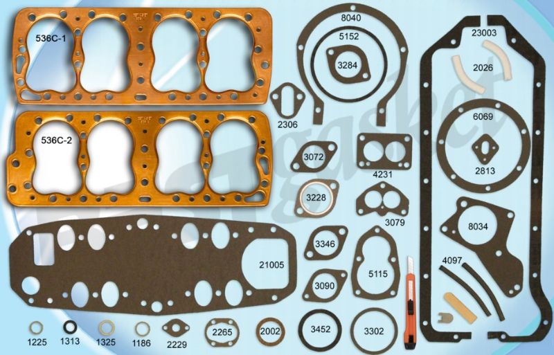 COMPLETE ENGINE GASKET SET - 49-53 V8 BIG BORE W/COPPER HEAD GASKETS