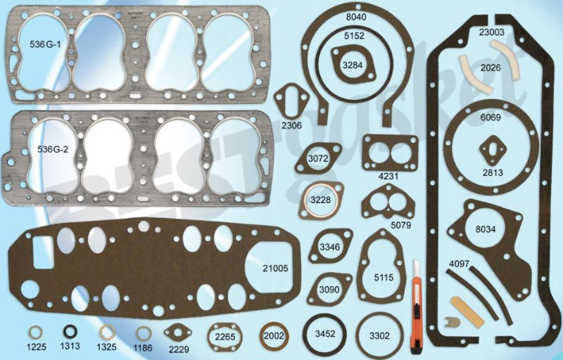 COMPLETE ENGINE GASKET SET - 49-53 V8 BIG BORE W/GRAPHITE HEAD GASKET S