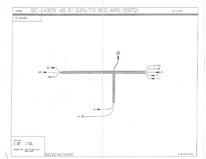 GENERATOR TO VOLTAGE REGULATOR WIRE - 48-51 BIG TRUCK W/SPECIAL EQUIPMENT