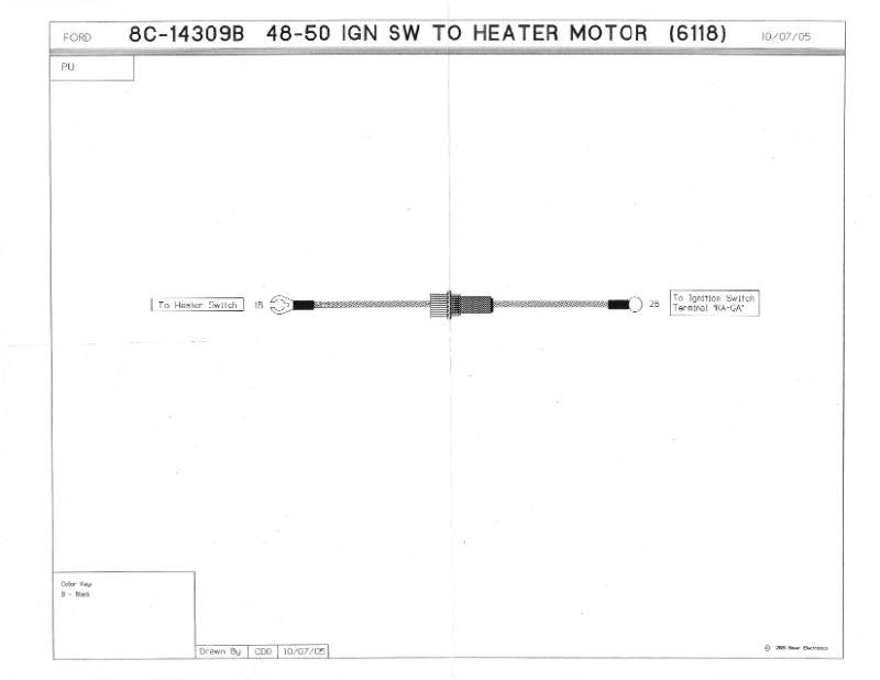 HEATER SWITCH TO IGNITION SWITCH WIRE - 48-50 F-1/F-3 W/FUSE HOLDER