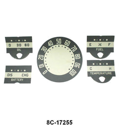 GAUGE FACE DECAL KIT - 48-50 F-1, BLACK W/LIGHT GRAY