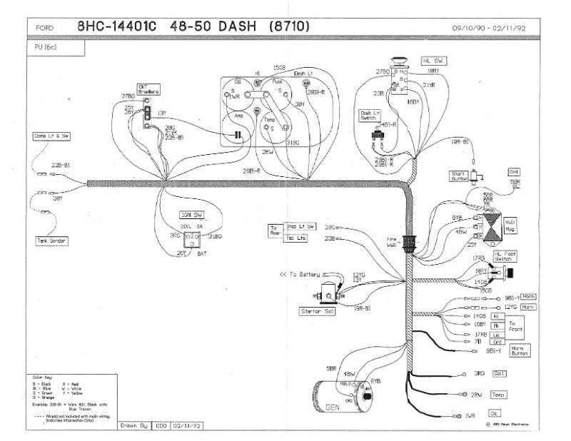 UNDER DASH TO ENGINE WIRES (COWL HARNESS) - 48-50 F-1/F-3, 6 cyl