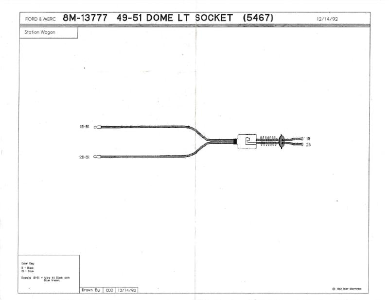 DOME LIGHT SOCKET WITH WIRE - 49-51 FORD & MERCURY WAGON