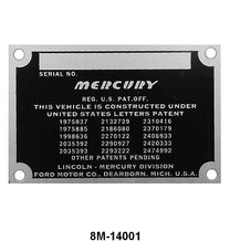 FIREWALL DATA PLATE - 49-51 MERCURY