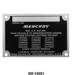 FIREWALL DATA PLATE - 49-51 MERCURY
